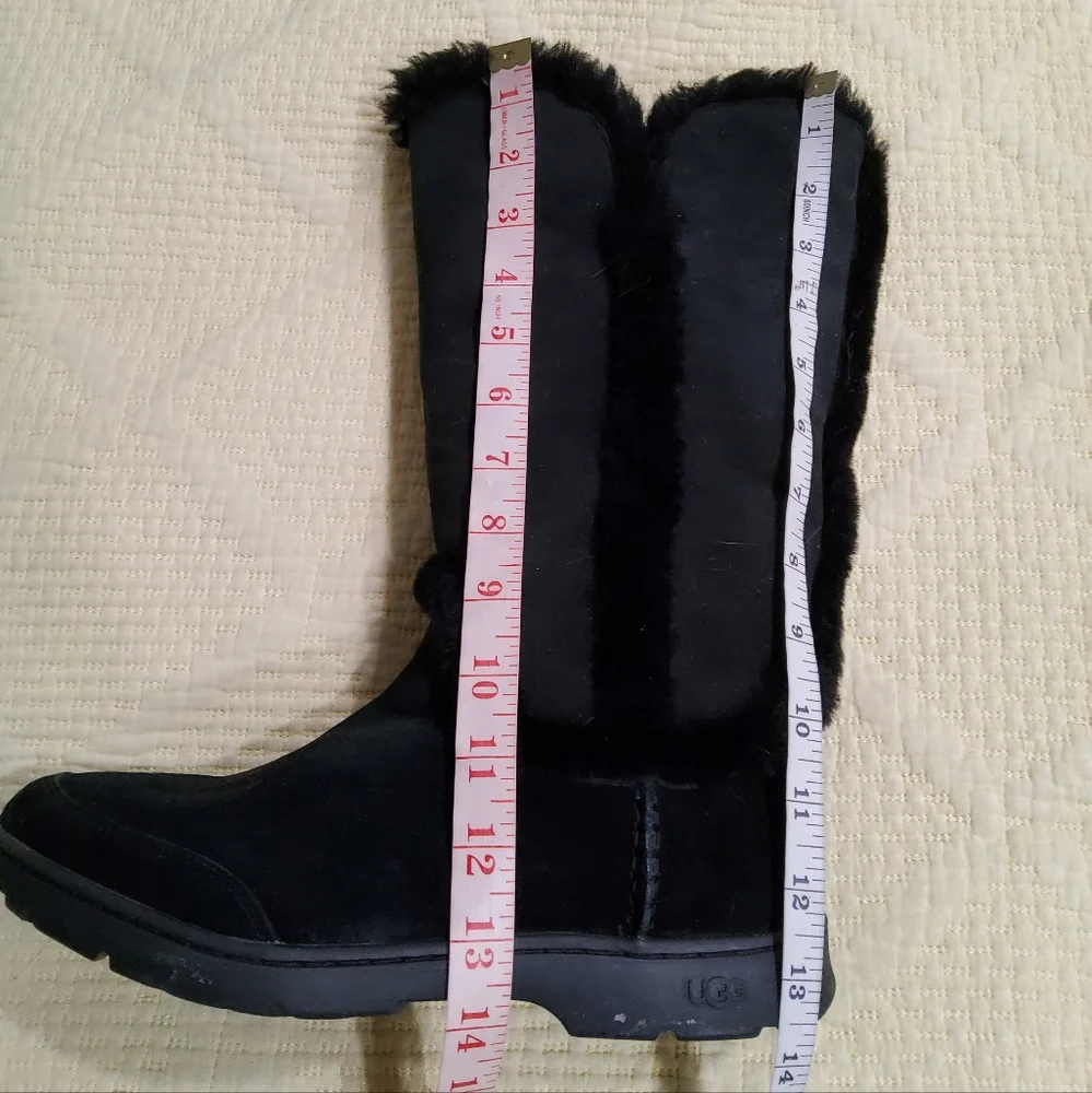 UGG Katia Waterproof Tall Black Shearling Suede Boots Size 9